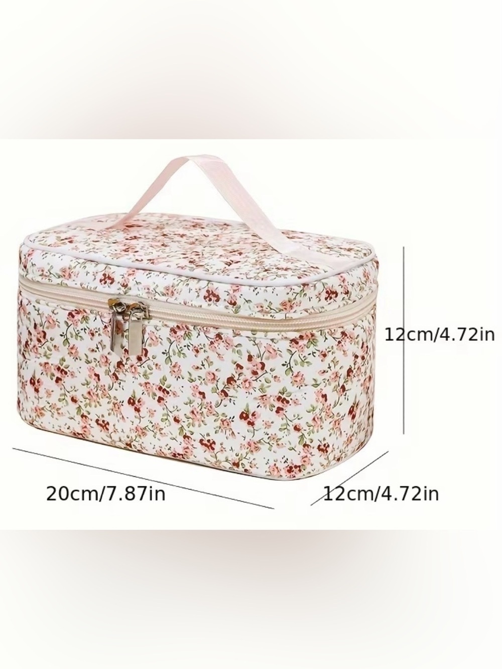 Blue Floral Women’s Cosmetic Bag - Lightweight Travel Pouch - Picture 2 of 3